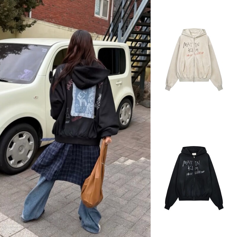 26Ss Original Correct Version Martikm Washed Vintage Spray-Painted Printed Hooded Sweatshirt Early Spring Thin Style 26Ss Original Correct Version Martikm Washed Vintage Spray-Painted Printed Hooded Sweatshirt Early Spring Thin Style