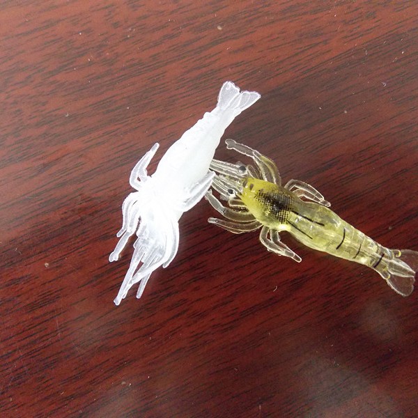 Venta al por mayor Bionic luminoso falso Camarón Luya cebo 4cm con gancho olor a pescado suave Camarón falso cebo Luya rebordear cebo
