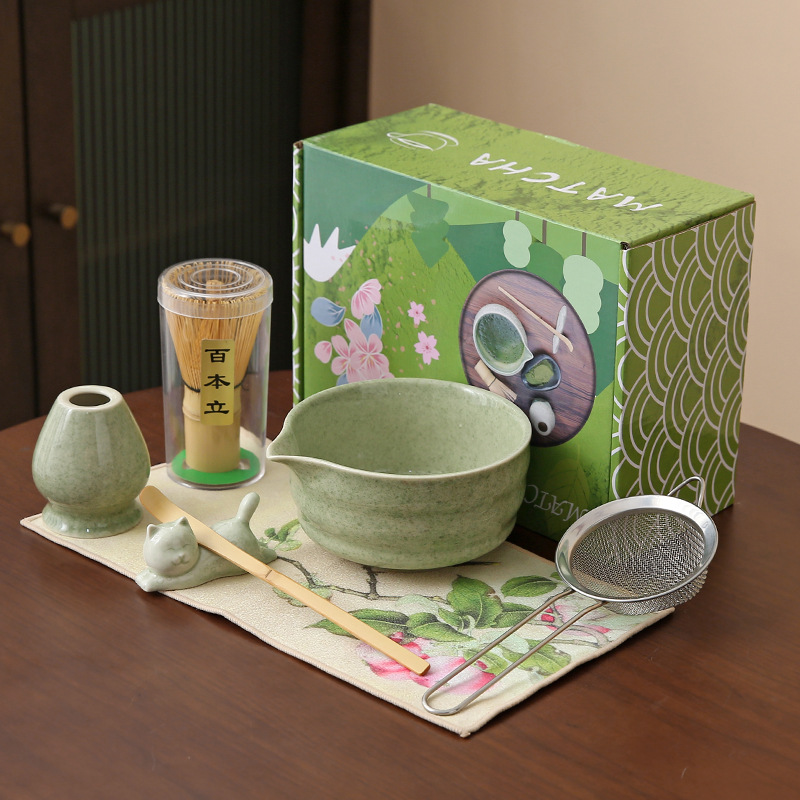 Japonés Matcha tazón Matcha túnica canción té herramientas de pedido taza de té de cerámica taza de té mezclador Matcha cepillo taza de té