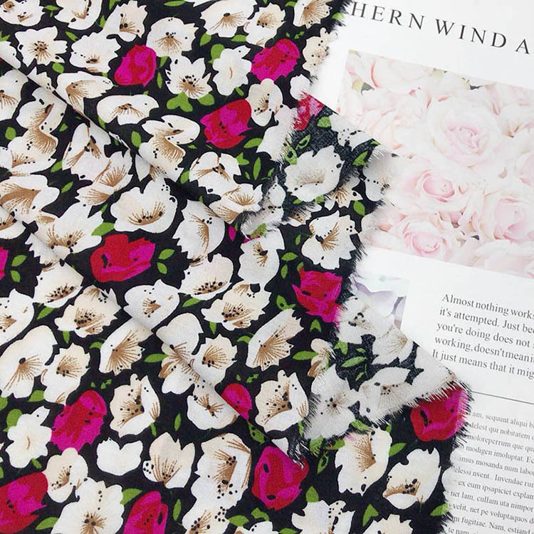 Material viscoso transpirable de alta calidad impresión floral Kane Cotton Rayon Salis vestido tela