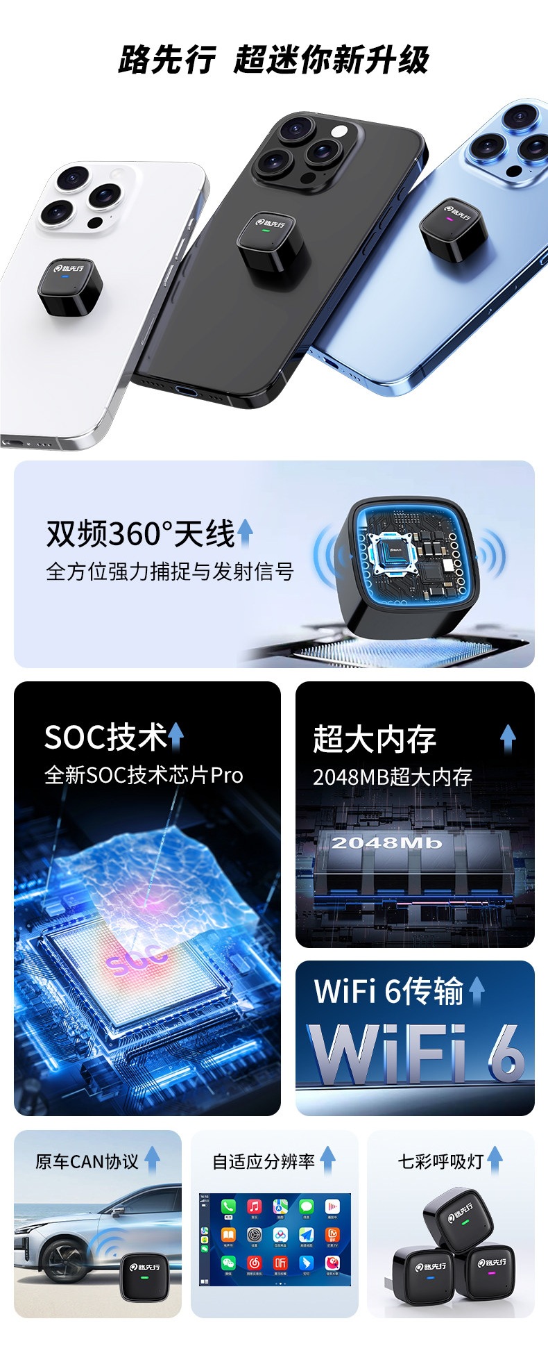 Volkswagen Wired-To-Wireless Carplay Box Suitable for Sagitar, Magotan, Golf 187B, and Huawei H-Pei Hui