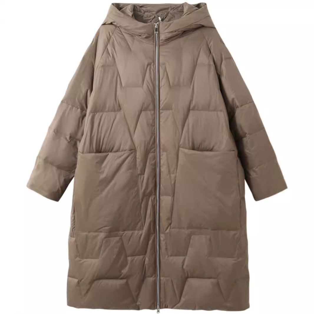 Women's Clothing Large size flesh covering medium and long hooded thick casual Warm jacket jacket_voghion.com