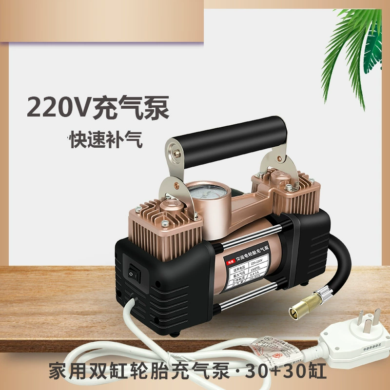 220 В бытовой двухцилиндровый воздушный насос мощный автомобильный Электрический насос для шин аварийный автомобильный воздушный насос высокого давления