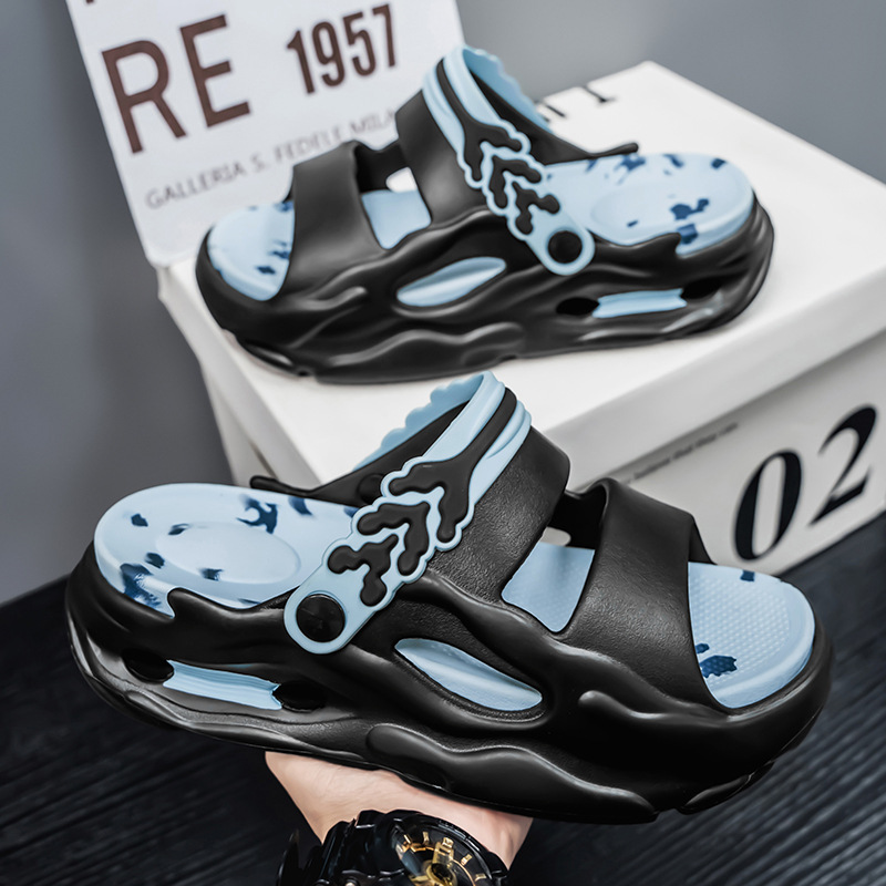 Verano Eva pareja zapatillas de soleas gruesas de color combinado antideslizantes zapatillas de hombre y mujer al aire libre dos zapatos de playa de altura