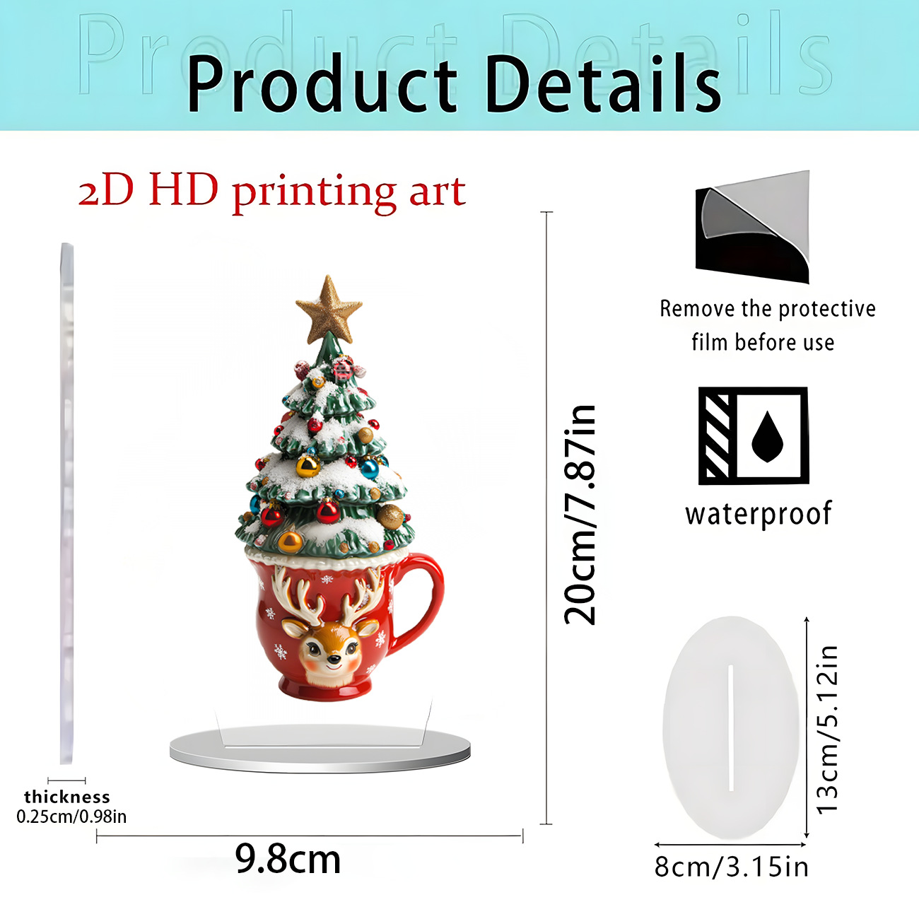 Nuevos productos transfronterizos Navidad Nochebuena Navidad Apple decoración decoración de escritorio decoración de Año Nuevo 2D acrílico