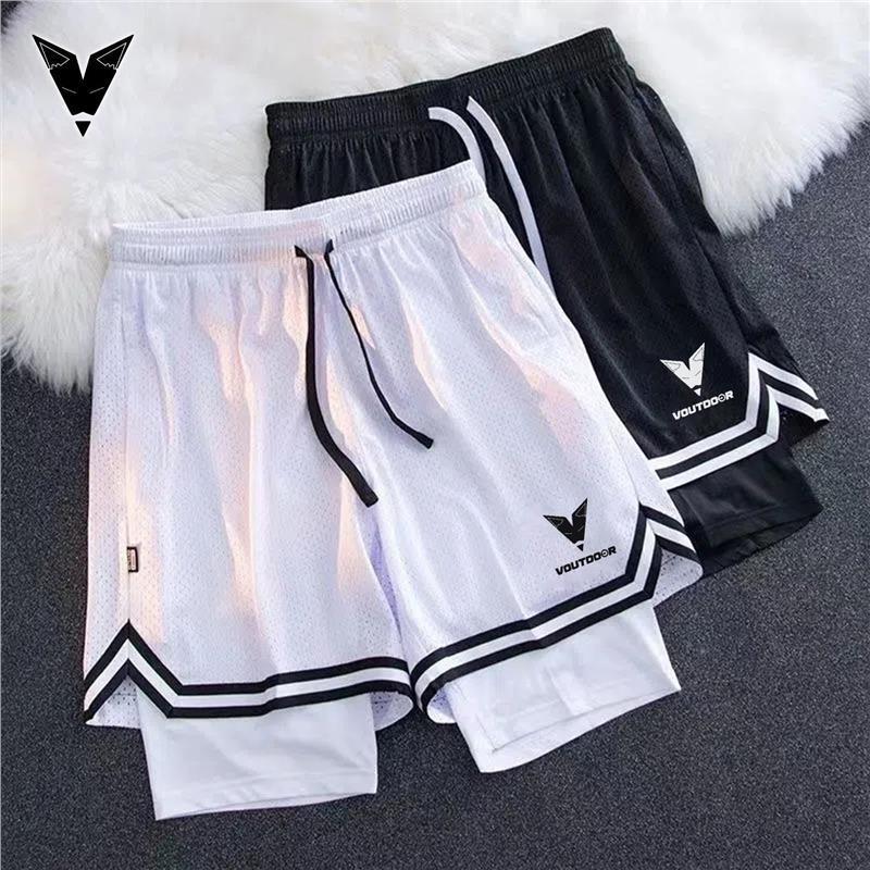 American Basketball Shorts Plus Size Men's Quick-Drying Basketball Pants Elastic Fake Two-Piece Sports Pants Running Training Five-Point Pants Two Layers American Basketball Shorts Plus Size Men's Quick-Drying Basketball Pants Elastic Fake Two-Piece Sports Pants Running Training Five-Point Pants Two Layers