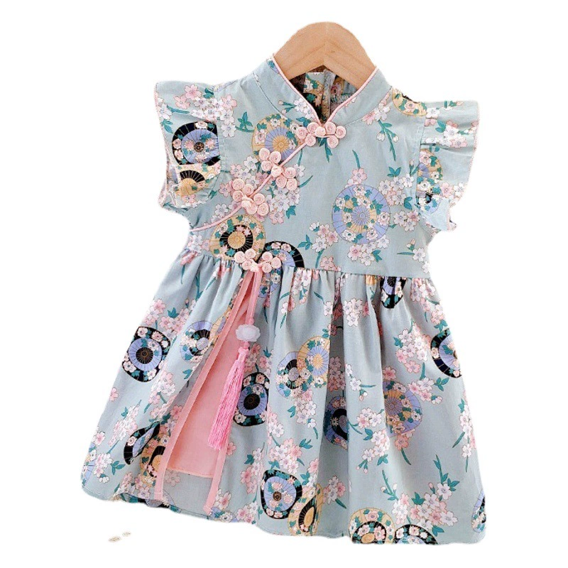 Юбка ханьфу, костюм Тан, детский летний Cheongsam, новинка 2022 года, платье принцессы для маленьких девочек, платье в китайском стиле для девочек