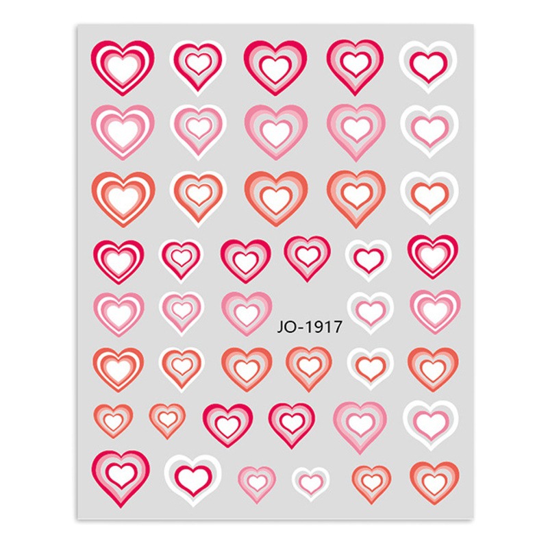 520 Día de San Valentín chica corazón uñas 3D pegatinas Nuevo estilo gradiente amor pegatinas Hada francés sonrisa línea