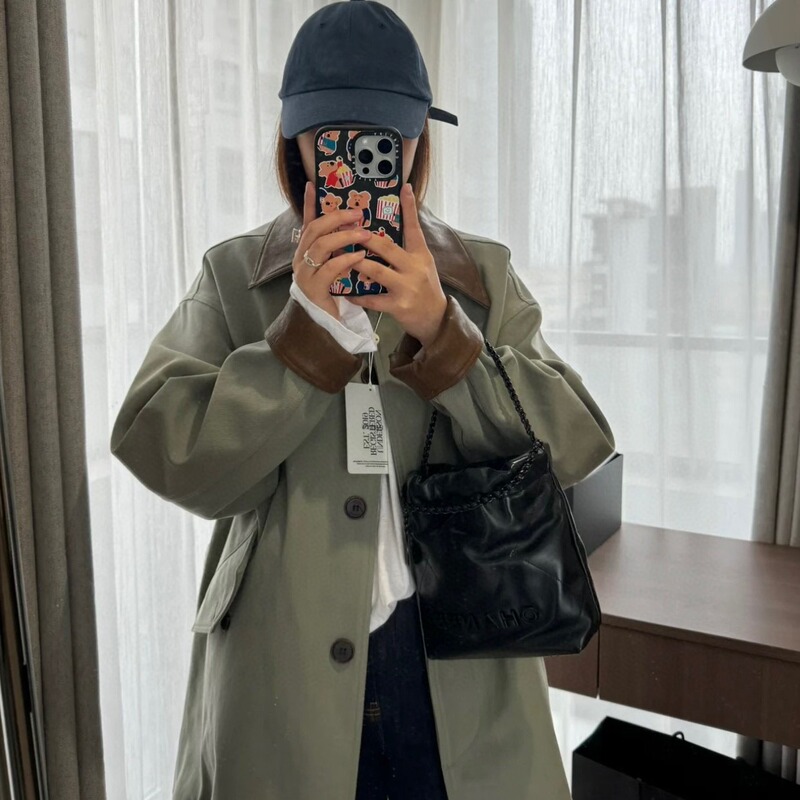 23s Small Chanel Style Mini Garbage Bag High-end Pearl Chain Bucket Bag Jenny Same Style Portable Leather Bag