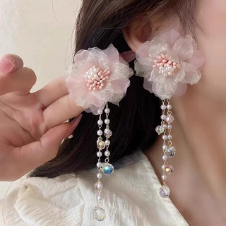 粉色桃花花朵耳钉2024年新款色系甜美少女小众设计轻奢气质感耳饰