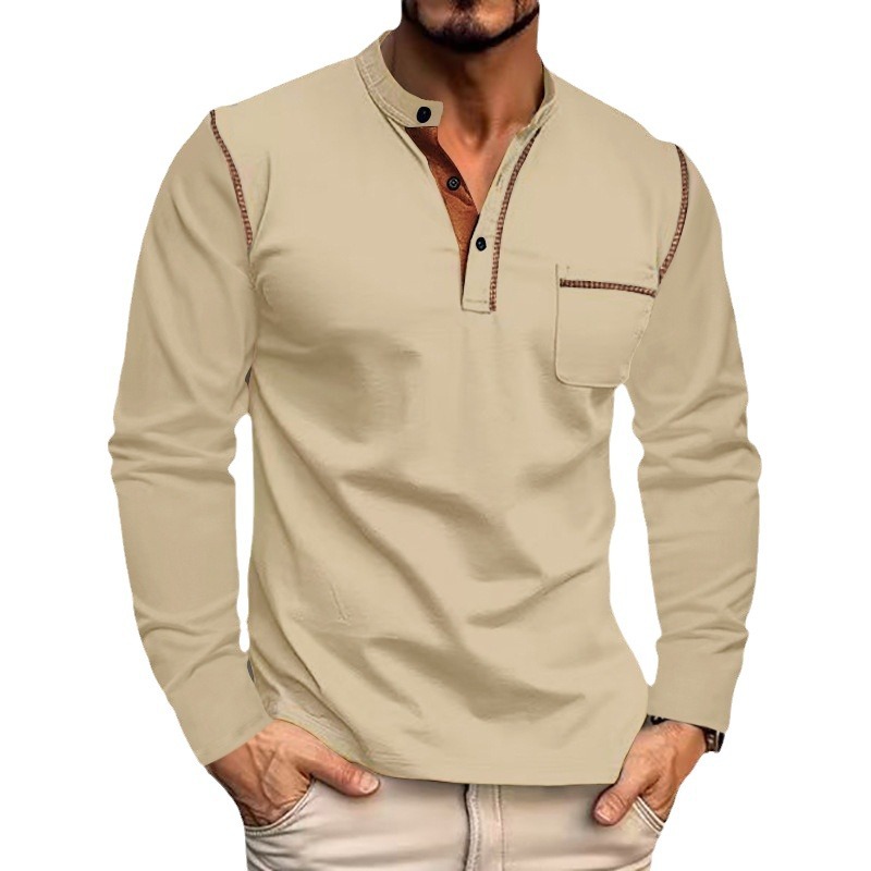 Amazon transfronterizo Europa y Estados Unidos 2026 primavera y verano ropa de hombre manga larga collar polo camiseta de comercio exterior chaqueta de hombre top