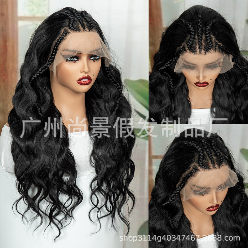 Wholesale Cross-Border Hot-Selling Lace Front 13X4 Hand-Crocheted Synthetic Fiber Wig with 3 Braids on Top, Available for Dropshipping Wholesale Cross-Border Hot-Selling Lace Front 13X4 Hand-Crocheted Synthetic Fiber Wig with 3 Braids on Top, Available for Dropshipping