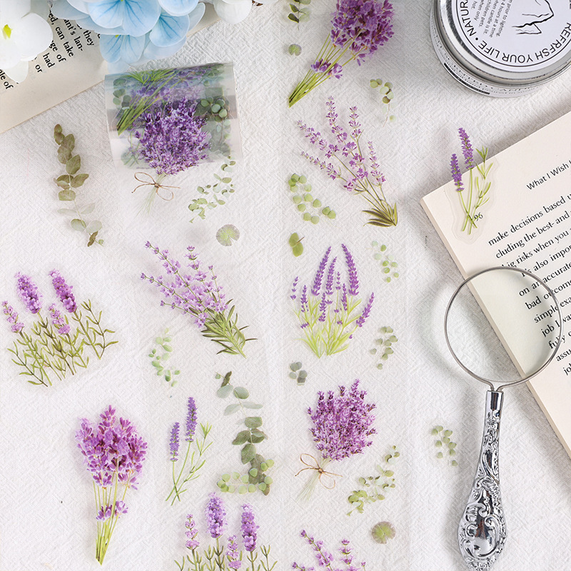 Tape adhesiva impermeable transparente para mascotas DIY diario diario material paisajístico plantas flores papelería pegatinas