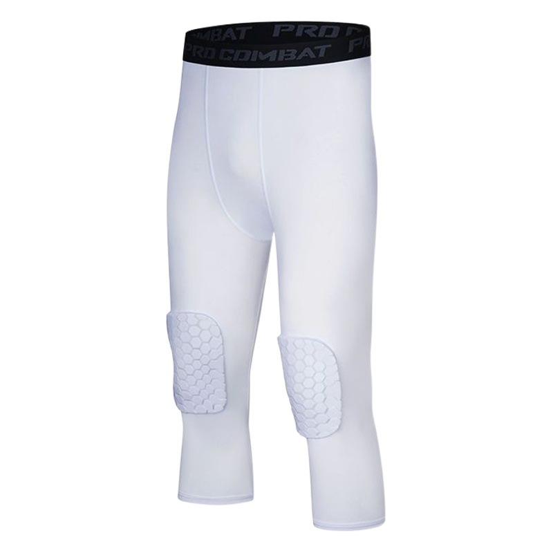Sports Tight Pants Honeycomb Knee Protection Anti-collision Capri Pants Fitness Running Basketball High Elastic Leggings Men's Leg Protection