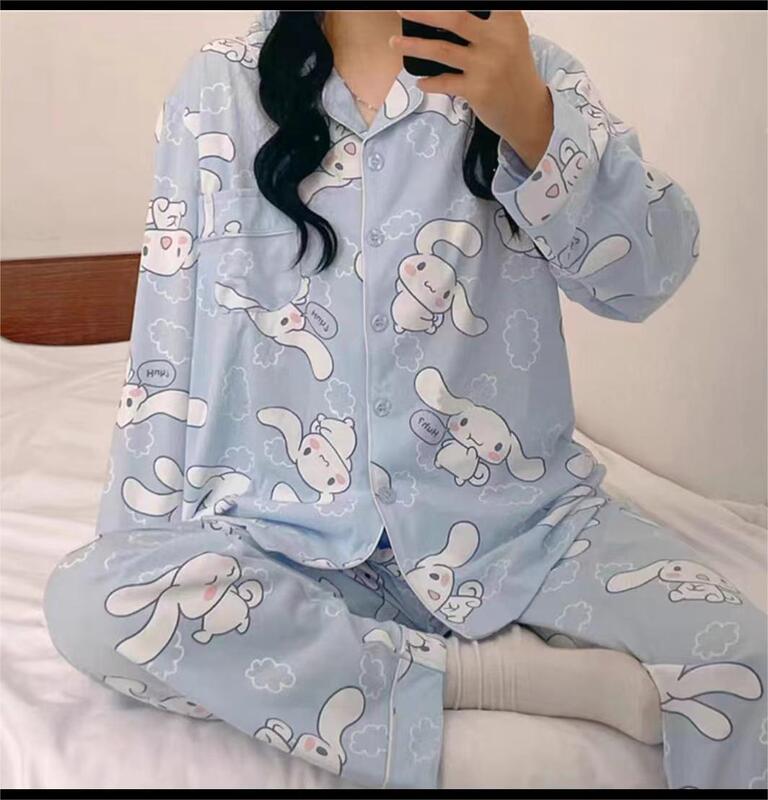 メーカー卸売春と秋の女性用パジャマ漫画ホーム服女の子長袖ズボンラペル在庫ありかわいいダブルロング|undefined