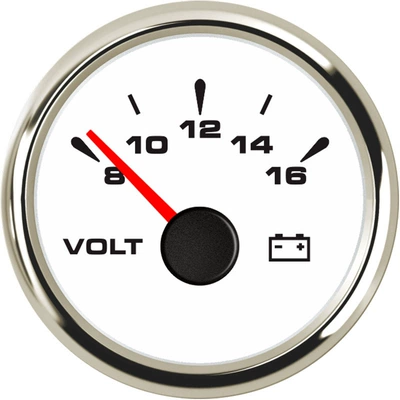 52mm pointer voltmeter 8-16v 16-32V car truck ship yacht modification available voltmeter (automobile instrument) - silver-edge-white-background-8-16v