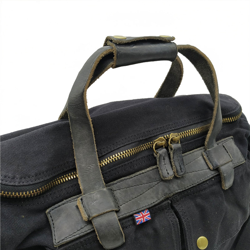 Retro fashion heavy industrial washed large capacity portable shoulder bag, crossbody bag, men's outdoor business travel canvas bag_voghion.com
