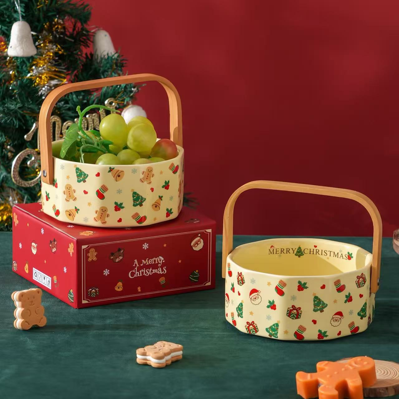 Navidad de cerámica frutas azules bocadillos platos de frutas de alto valor de la mesa de té de sala de estar casera canasta de frutas bocadillos nueces platos