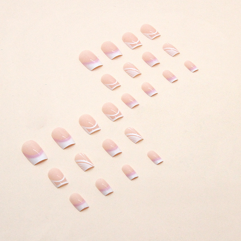 Sweet Elegant Nude Nail Art Simple Gentle Mid-length European Square Fake Nail ins Style Wear Armor