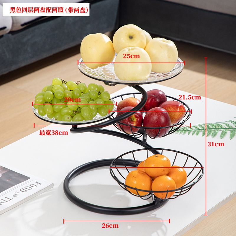 Plato de frutas de hierro forjado gancho de plátano sala de estar casera canasta de frutas de lujo ligera mesa de comedor dulces bocadillos plato