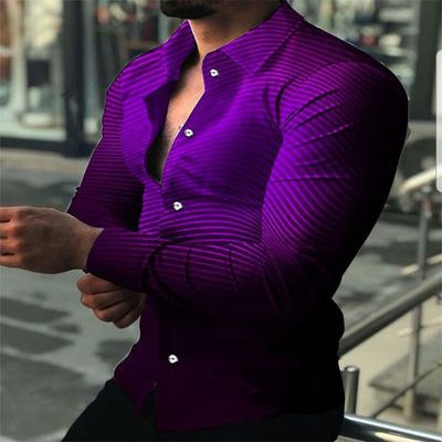 Ropa de los hombres europeos y americanos del comercio exterior 2023 primavera nuevos hombres 3D impreso casual solapa manga larga más tamaño camisa de los hombres