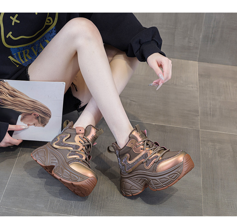Giày sneaker nữ đế dày tăng chiều cao 9cm phong cách hot trend 2026 — Lớp lót đơn màu tím M2695, M2695- 1m màu cộng với nhung, Lớp lót đơn màu M 2695m, M2695-1 nâu cộng với nhung chi tiết 18