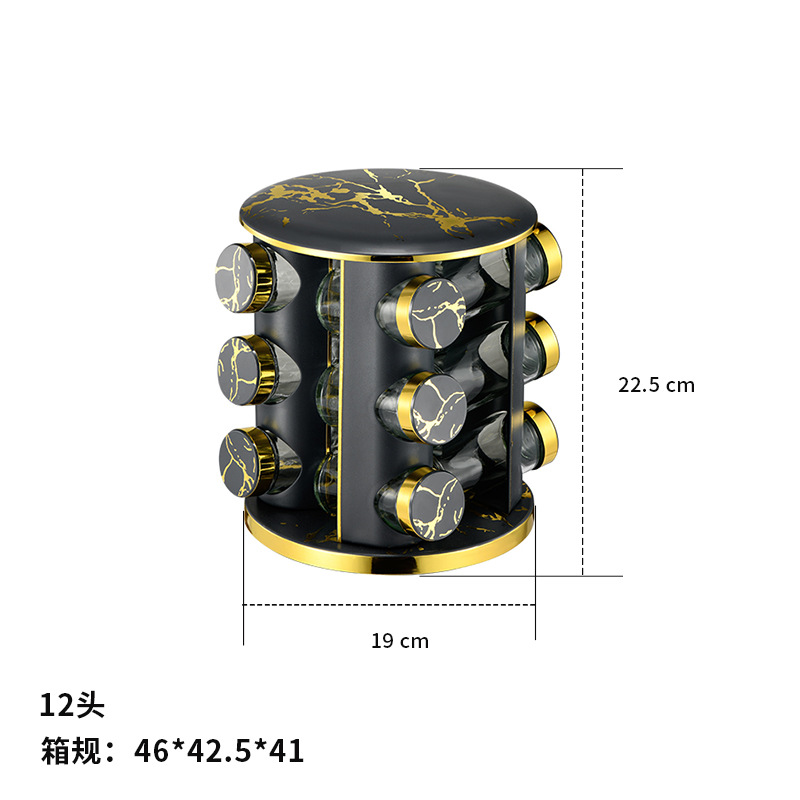 Botella de condimento de cocina estante conjunto redondo mármol estante de condimento de acero inoxidable estante giratorio