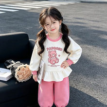 女童套装甜美荷叶边卡通卫衣裤子2026春秋新款洋气inside两件套