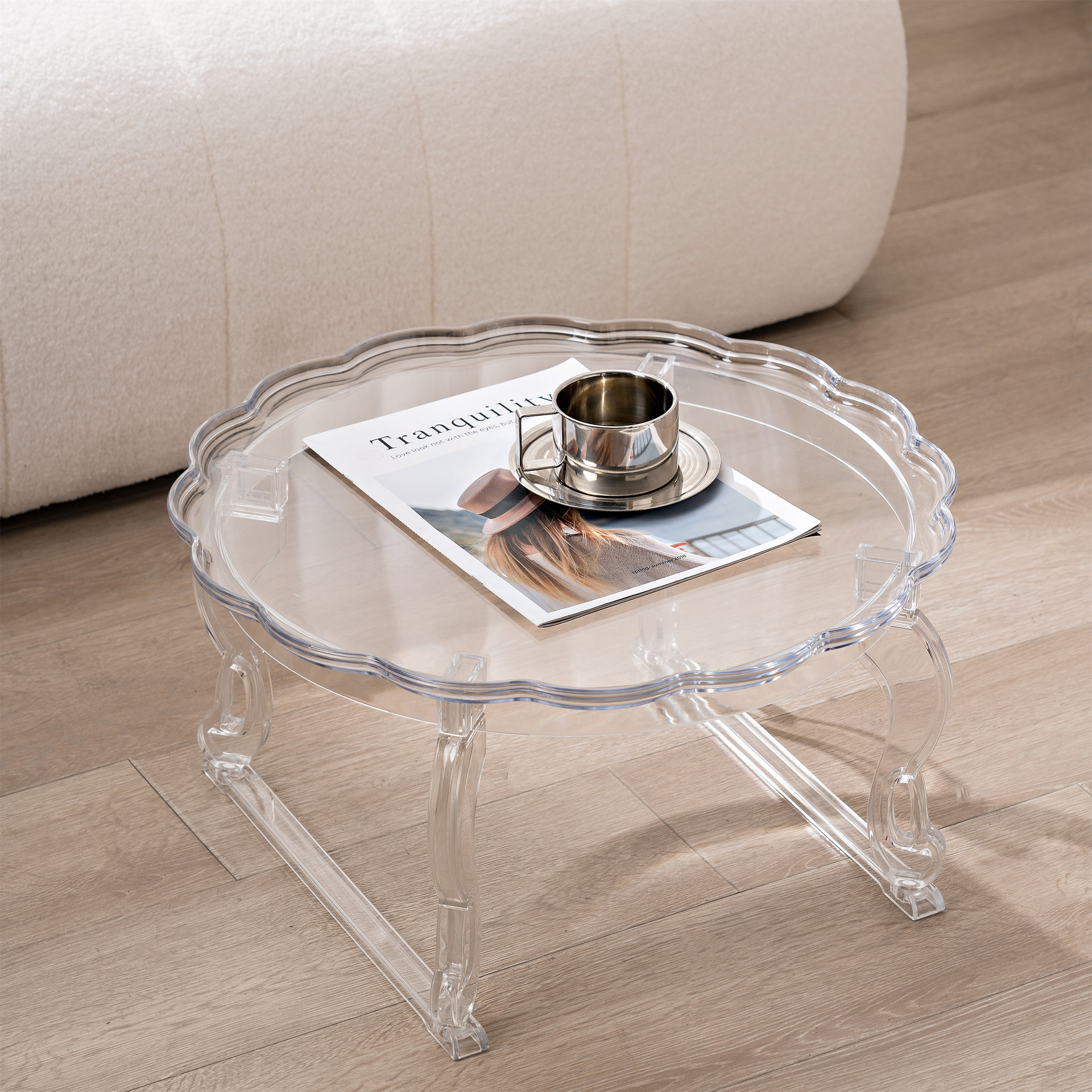 Simple Transparent Acrylic Small Coffee Table Small Apartment Living Room Fashionable Side Table Internet Celebrity Nordic Sofa Side Table Ready In Stock