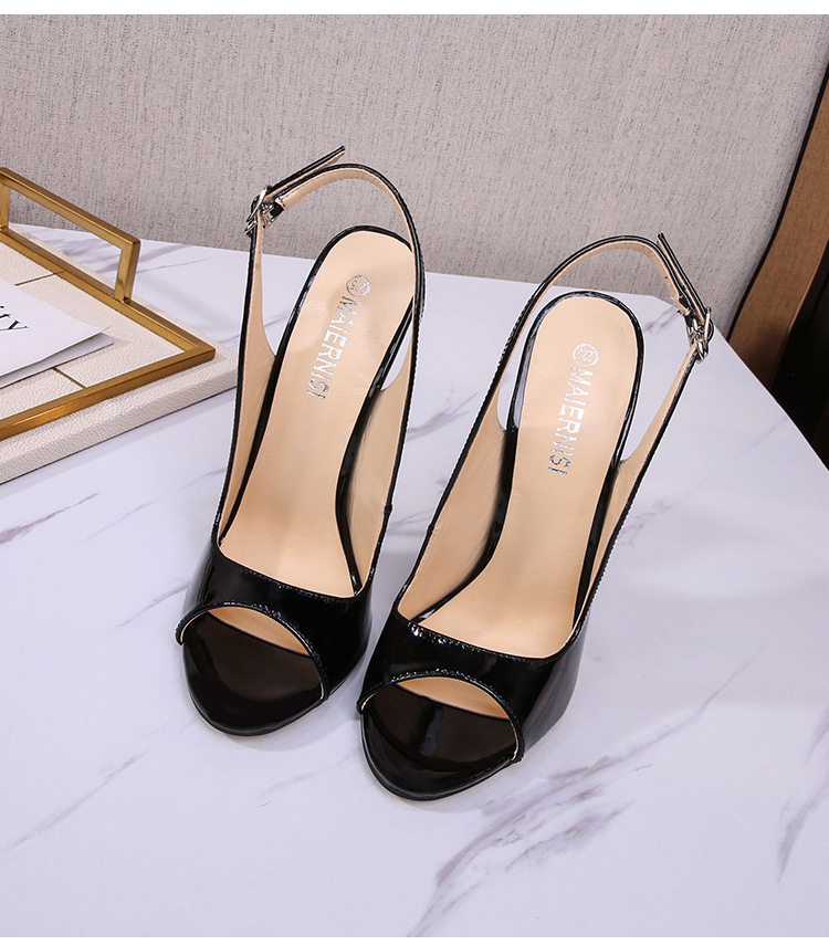 Dép sandal nữ cao gót mũi cá tính gót mảnh 16 cm phong cách Âu Mỹ — Màu đen, Màu đỏ, Đỏ đào chi tiết 26