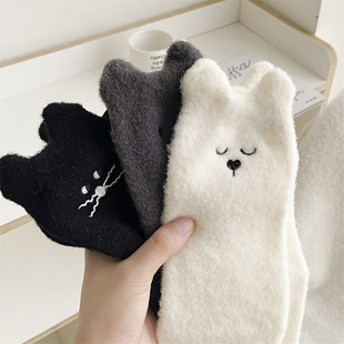 Winter Australian velvet socks children's fleece-lined thickened warm tube socks cat ears three-dimensional cute home sleep socks