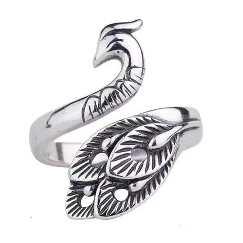 Cross-border new retro Phoenix crochet ring adjustable opening with line Ring artifact woven sweater cat ring Cross-border new retro Phoenix crochet ring adjustable opening with line Ring artifact woven sweater cat ring