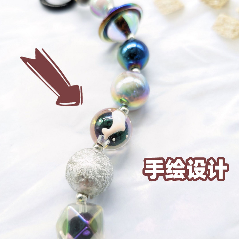 Gancho de puerta de color sólido de perlas coloridas frescas 2023 nuevo oscuro cuentas pintadas a mano llavero colgante Cadena de teléfono móvil