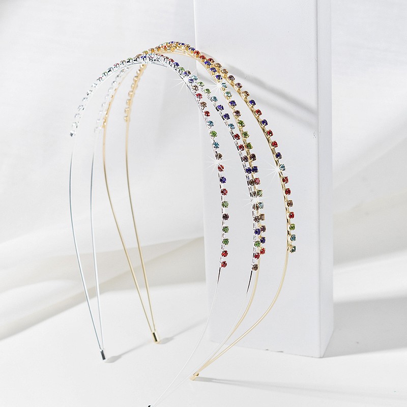 Estilo coreano exquisito accesorios para el cabello al por mayor moda color rhinestone diadema brillante cristal diadema delgada Cruz diadema al por mayor