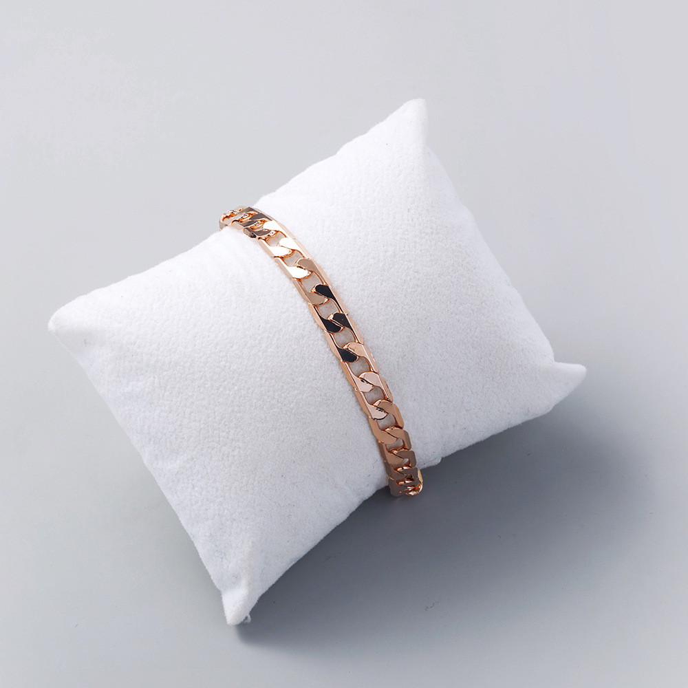 European And American Fashion Simple Rose Gold Cuban Chain Bracelet Trend Bracelet Jewelry display picture 4