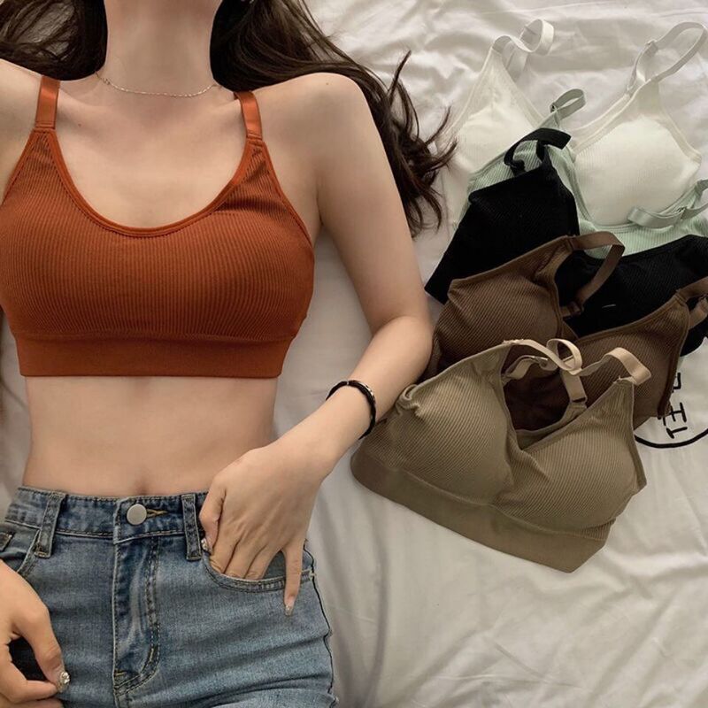 Threaded Japanese Bear Beautiful Back Underwear Wrapped Chest Tube Top Bottoming Vest Anti-Light Girl Student Sports Underwear Women