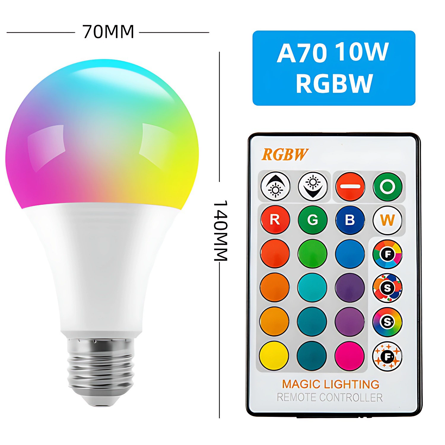 RGB LED лампа A50/A60/A65/A70/A80, память пульта, цветной RGB, постоянный ток