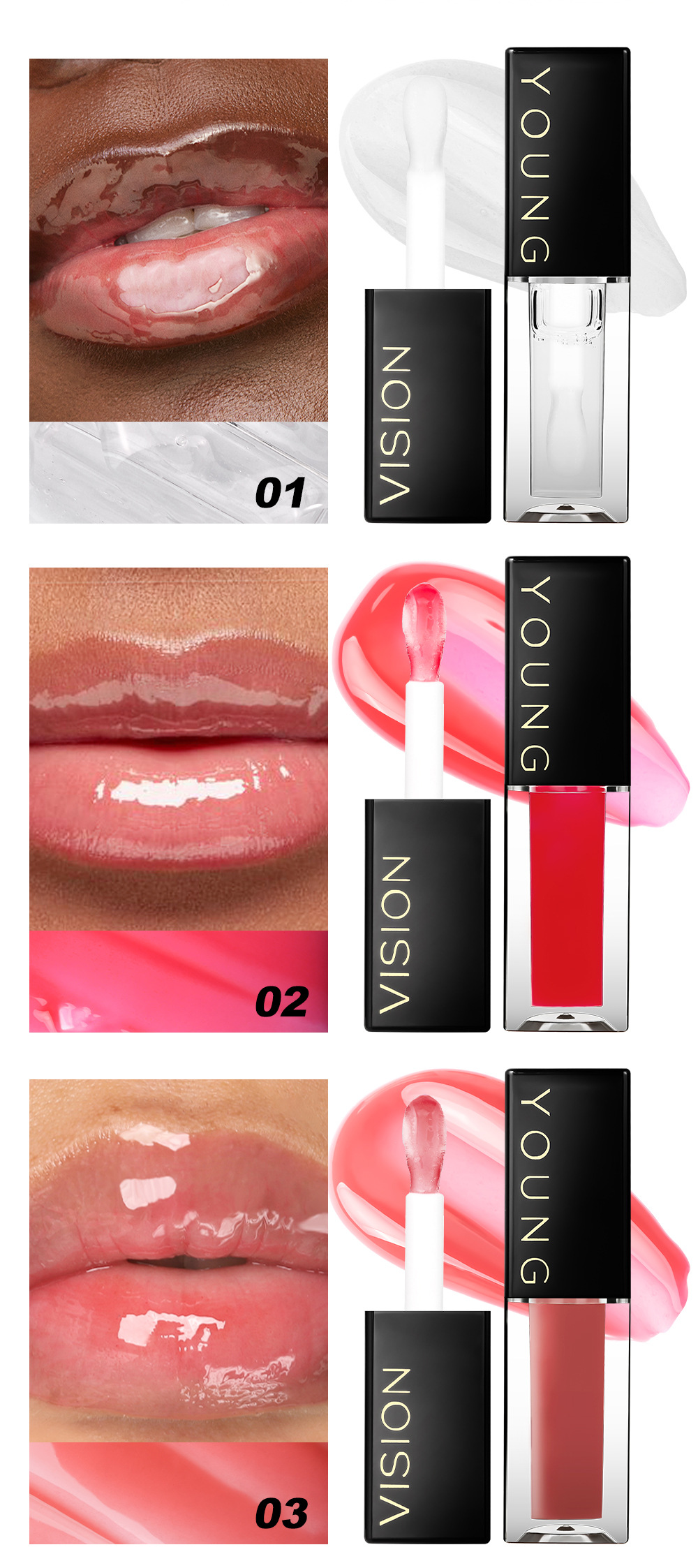 YOUNG VISION 7-color Lip Oil Mirror Water Gloss Lip Gloss Dudu Lip Liquid Lipstick undefined