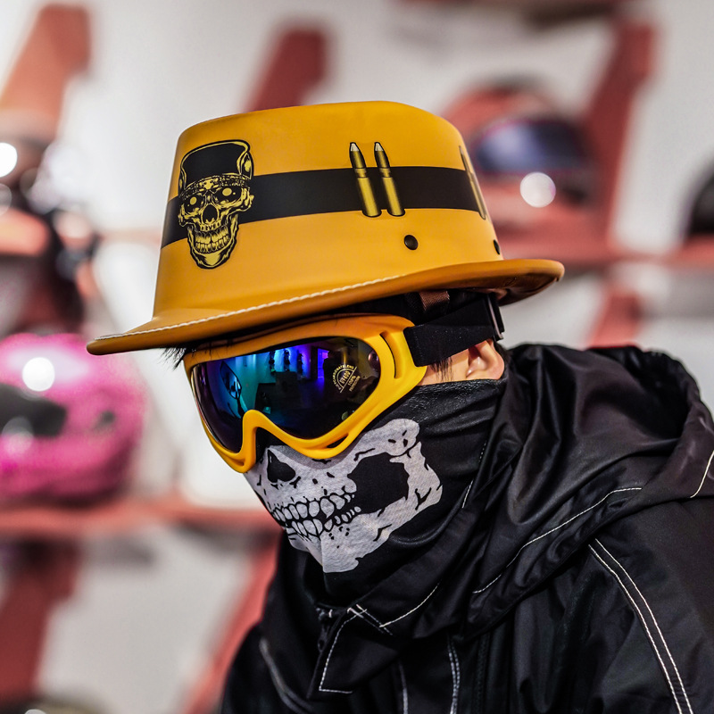 Retro medio casco bandido americano primicia casco viajes calle tiro Caballero sombrero arte casco Caballero casco fábrica entrega al por mayor