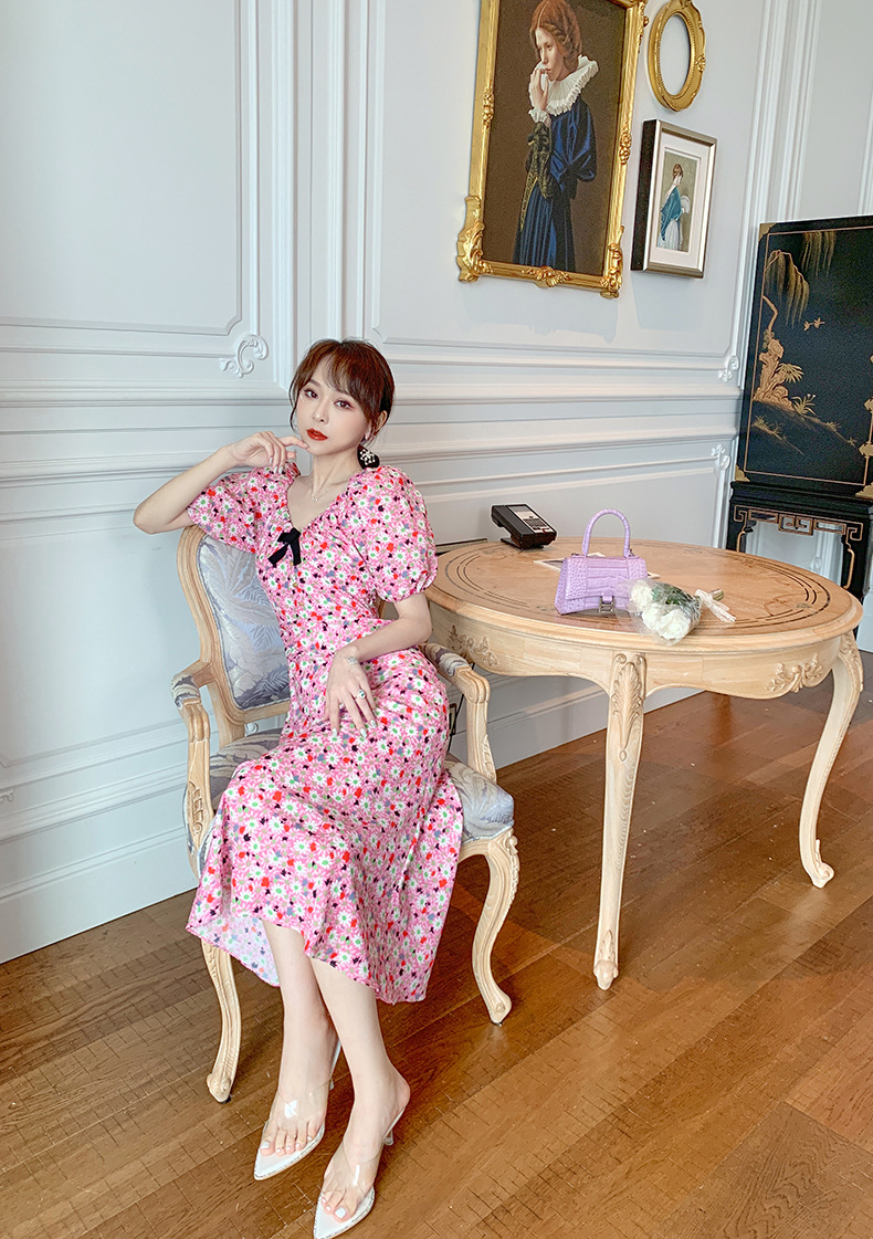 D0064 840K VÁY ĐẦM LIỀN THÂN NỮ CHOTDNG MÙA HÈ PHỤC CỔ CỔ ĐIỂN HỌA TIẾT HOA THỜI TRANG NỮ G03 SẢN PHẨM MỚI