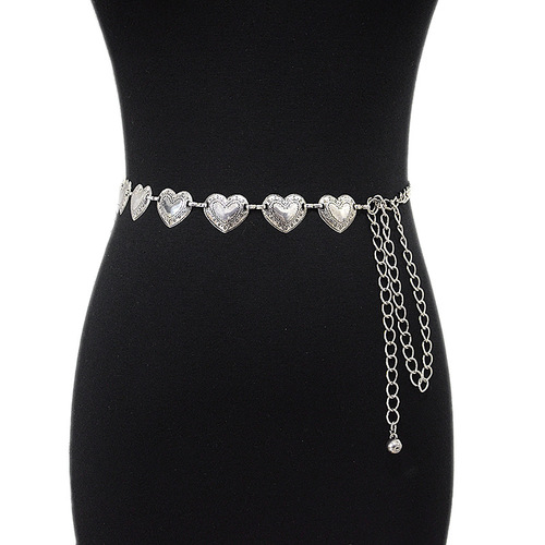 singer jazz dance heart belt leisure retro decoration love spot clasp metal chain waist chain with skirt