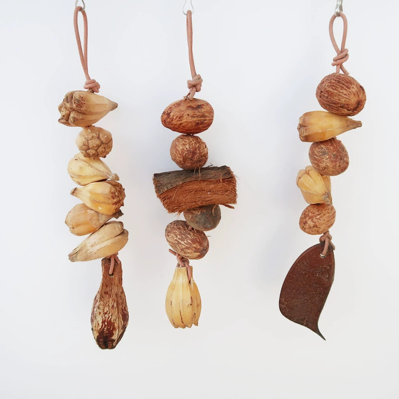 Попугай птица поставляет комплексную фруктовую нить для укусов, натуральные моляры из сухофруктов, чтобы облегчить скуку, Заводской магазин игрушек