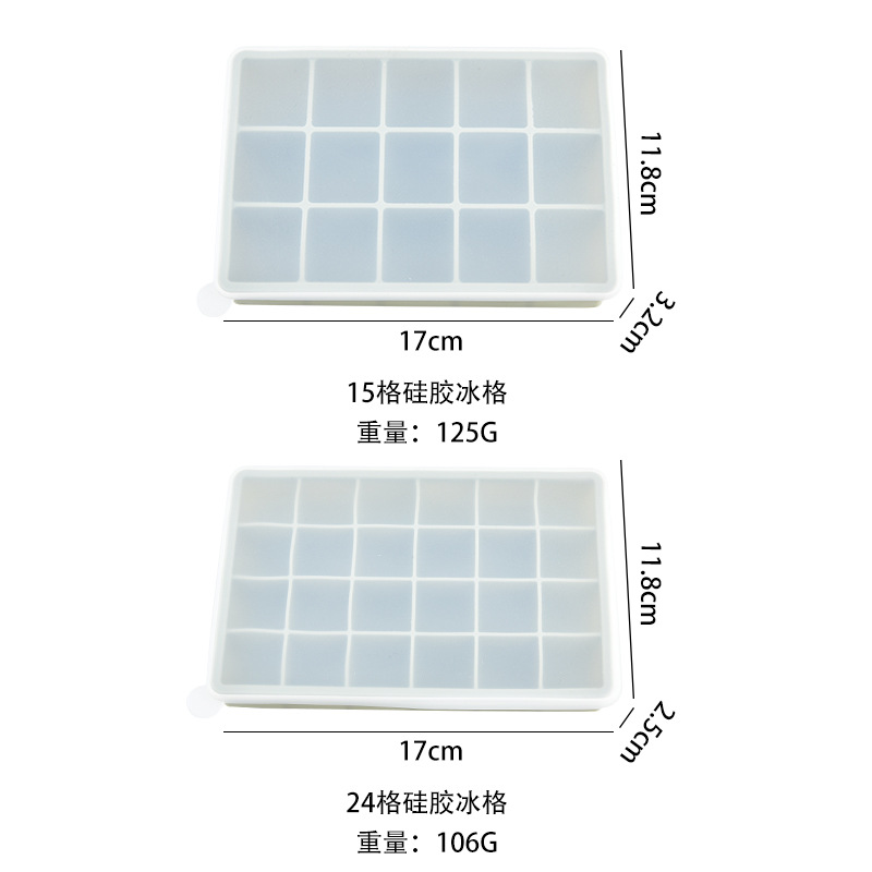 Molde de silicona para hielo transfronterizo, bandeja de hielo de grado alimenticio con tapa de silicona, bandeja de hielo de 15 compartimentos, bandeja de hielo de 24 compartimentos image 4