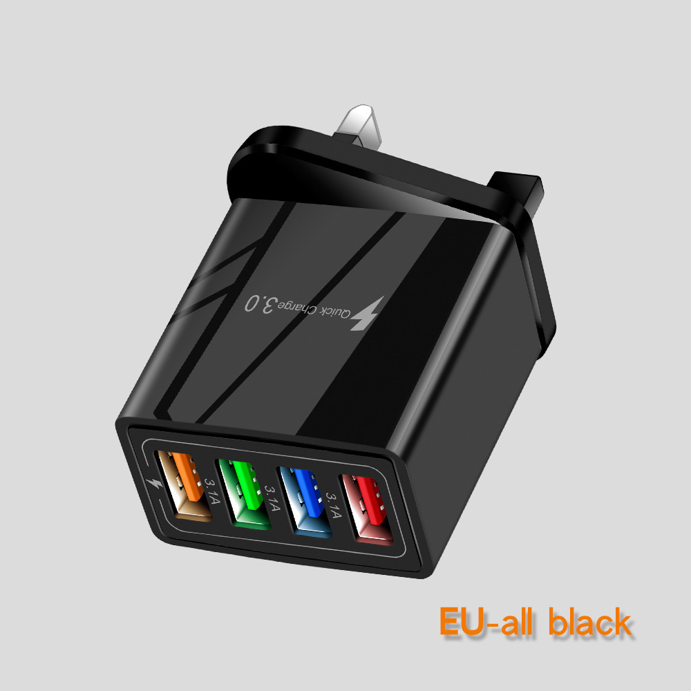 4usb cargador de teléfono móvil 3a color cabeza de carga LED luz estándar europeo estándar americano tableta transfronteriza exclusivo para venta al por mayor