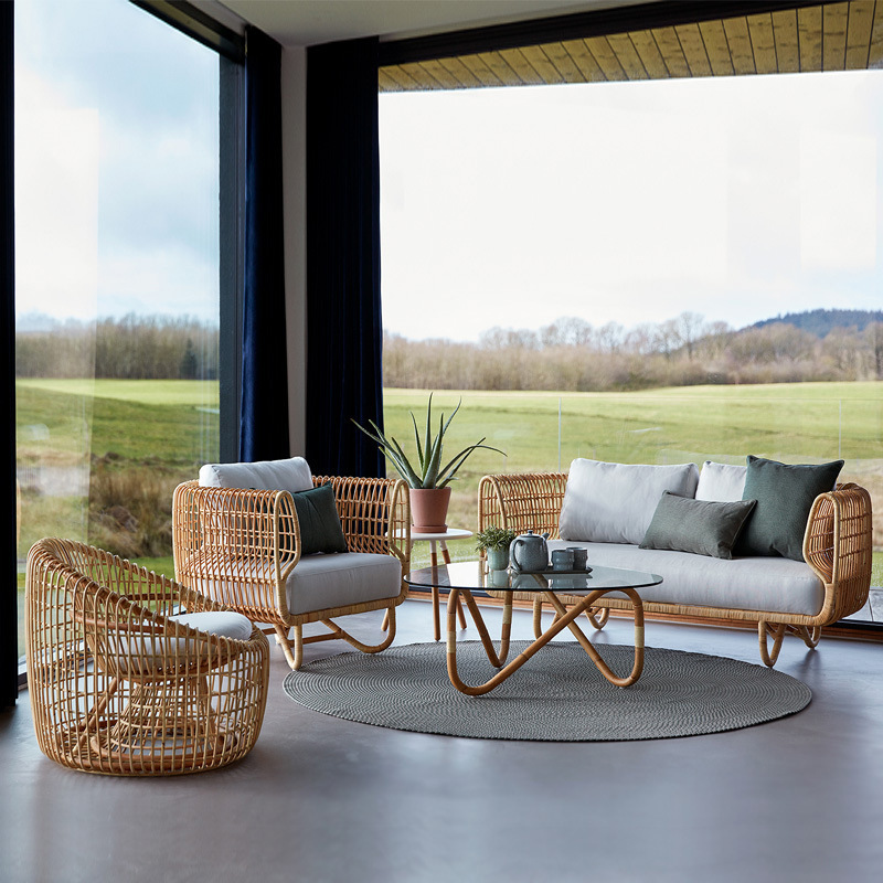Sofa, courtyard furniture, rattan tea table, rattan garden hotel set, bamboo outdoor garden hotel, creative terrace, modern