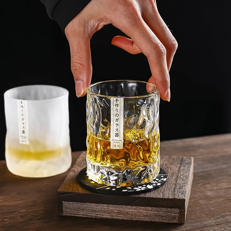 Colección hecha a mano estilo japonés martillado vino extranjero vidrio whisky vino vidrio hogar glaciar cerveza vidrio congelado taza de vidrio