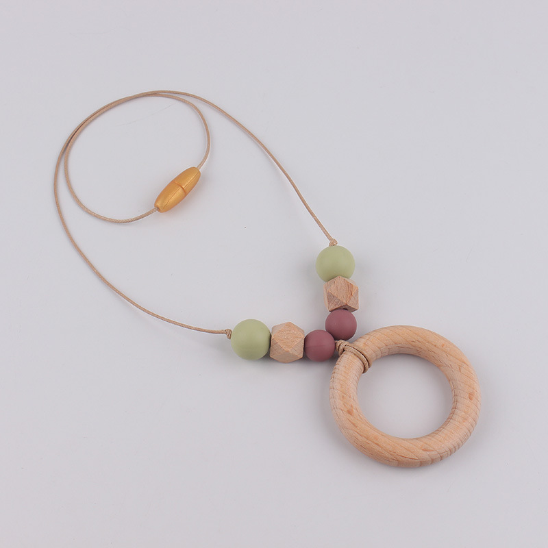 Anillo de haya collar de lactancia de silicona bebé molar collar de madre collar de mordedor