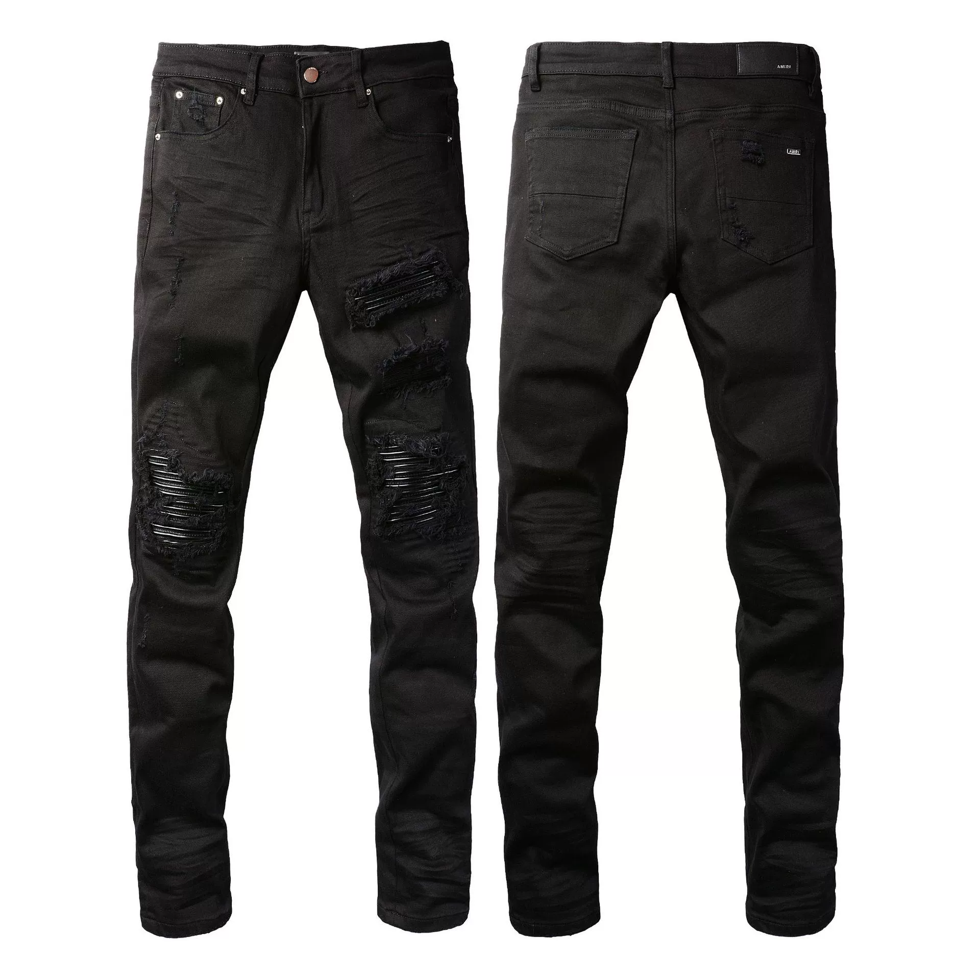 Джинсы (AMIRI) мужские slim с рваной отделкой, фасон зауженный