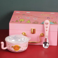 S999宝宝银碗银勺子儿童婴儿足银碗筷餐具满月周岁礼物送礼品套装