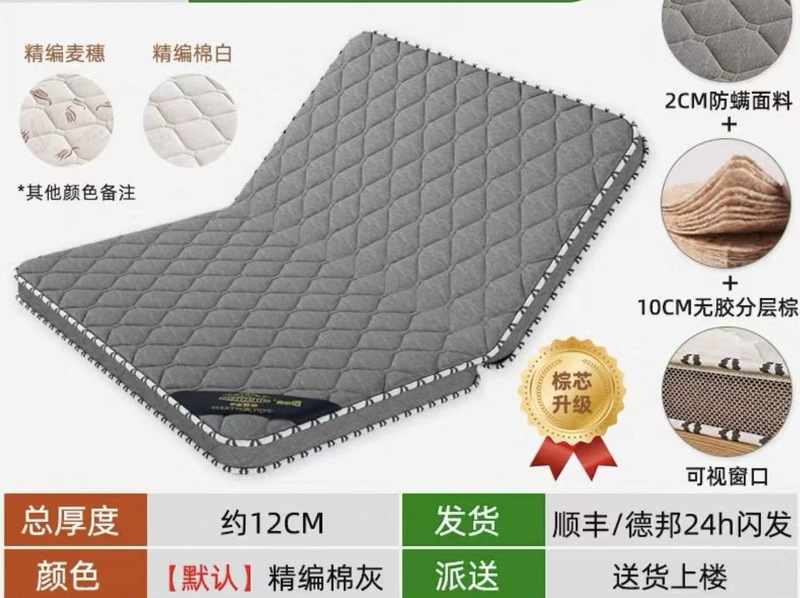 天然椰棕床垫硬垫子家用卧室儿童榻榻米折叠软垫席梦思出租房专用|undefined
